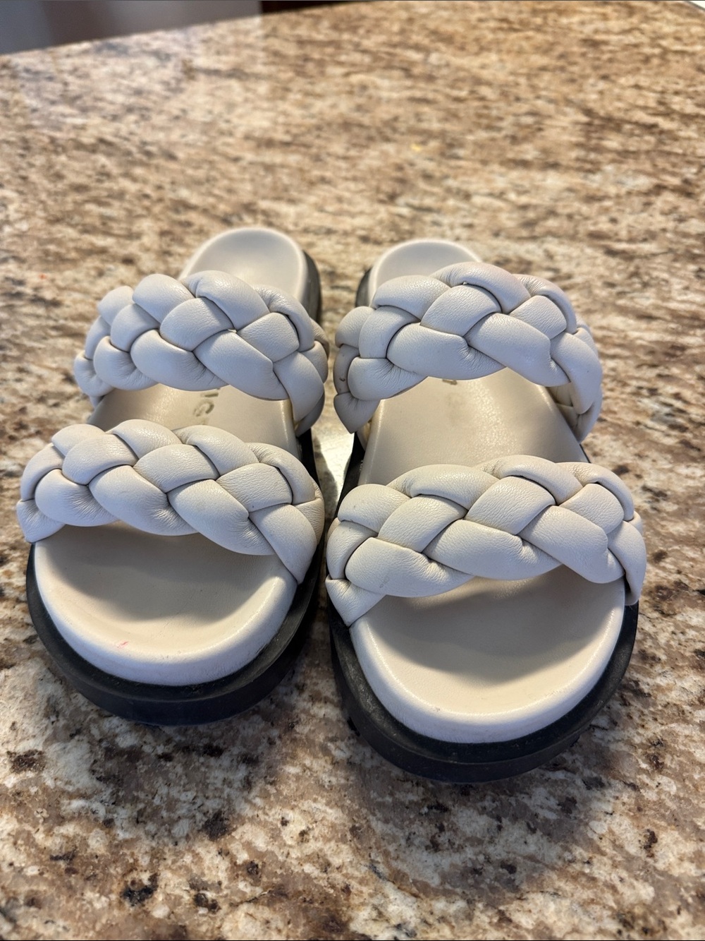 Kurt Geiger Braided Double-Strap Slide Sandals in cream